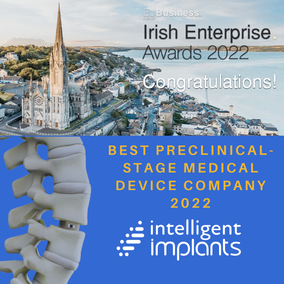 Intelligent Implants Named Best Preclinical-Stage Medical Device Company 2022 in Irish Enterprise Awards
